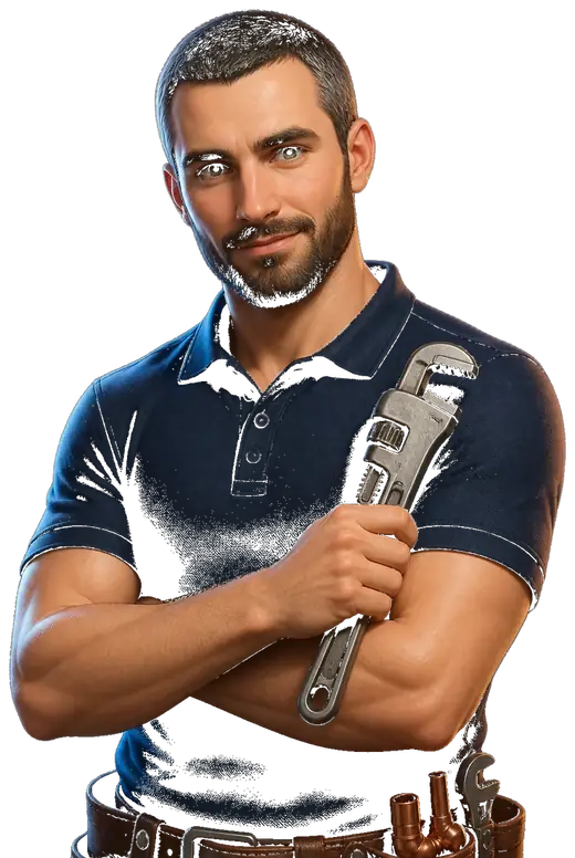 FlowFix technician holding a pipe wrench